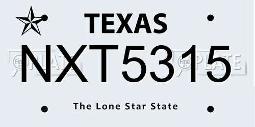 NXT5315 Texas License Plate