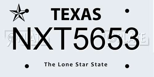 NXT5653 Texas License Plate