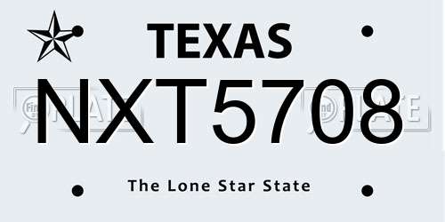 NXT5708 Texas License Plate
