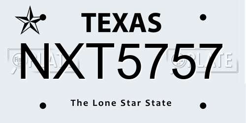NXT5757 Texas License Plate
