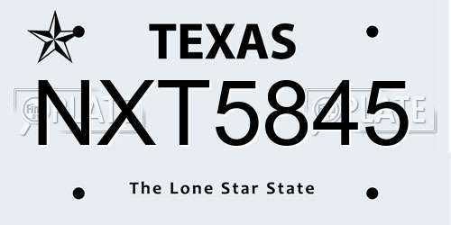 NXT5845 Texas License Plate