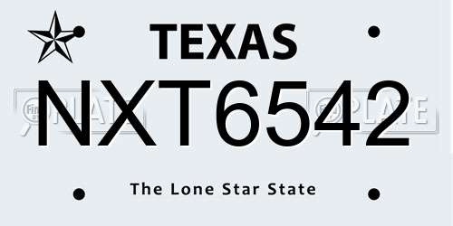 NXT6542 Texas License Plate