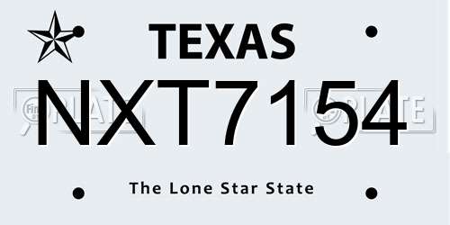 NXT7154 Texas License Plate