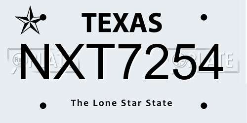 NXT7254 Texas License Plate