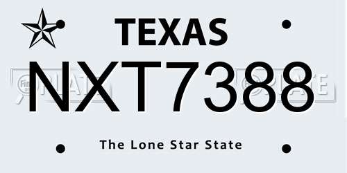 NXT7388 Texas License Plate