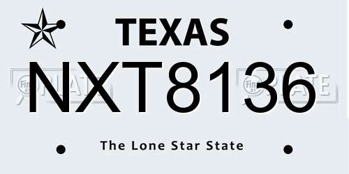 NXT8136 Texas License Plate