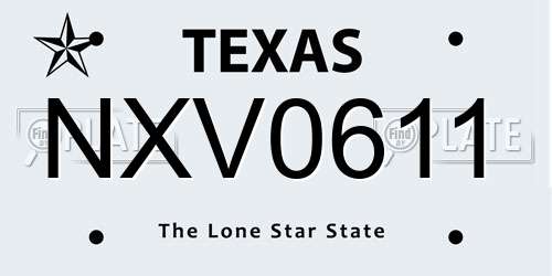 NXV0611 Texas License Plate