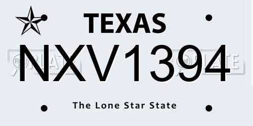 NXV1394 Texas License Plate