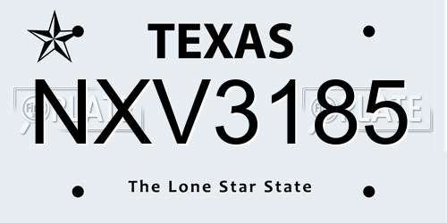 NXV3185 Texas License Plate