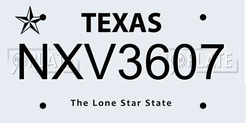 NXV3607 Texas License Plate