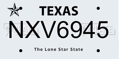 NXV6945 Texas License Plate