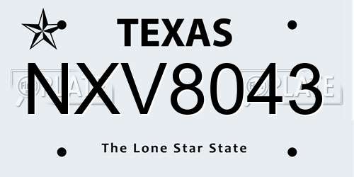 NXV8043 Texas License Plate