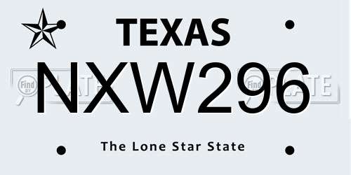 NXW296 Texas License Plate