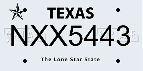NXX5443 Texas License Plate