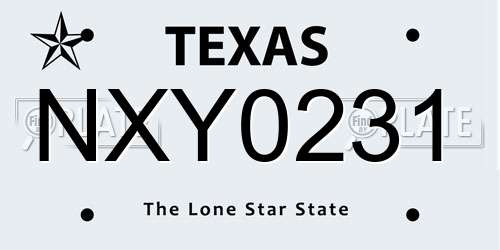 NXY0231 Texas License Plate