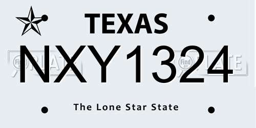 NXY1324 Texas License Plate