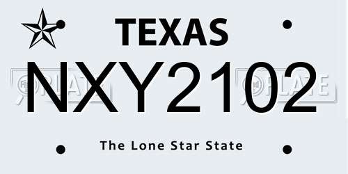 NXY2102 Texas License Plate
