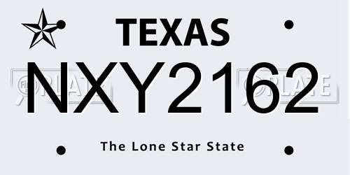 NXY2162 Texas License Plate