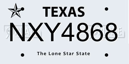NXY4868 Texas License Plate
