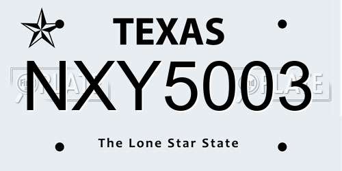 NXY5003 Texas License Plate