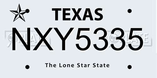 NXY5335 Texas License Plate