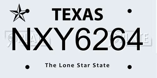 NXY6264 Texas License Plate