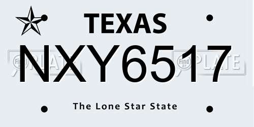 NXY6517 Texas License Plate