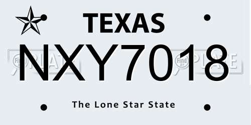 NXY7018 Texas License Plate