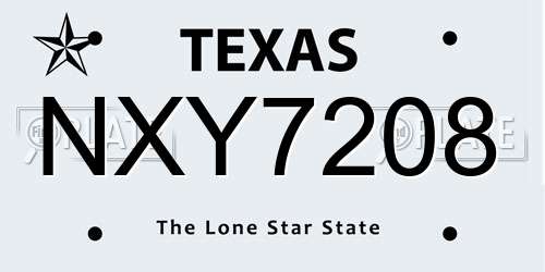 NXY7208 Texas License Plate