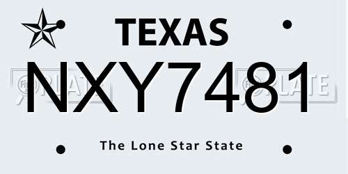 NXY7481 Texas License Plate