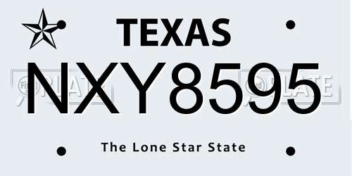 NXY8595 Texas License Plate