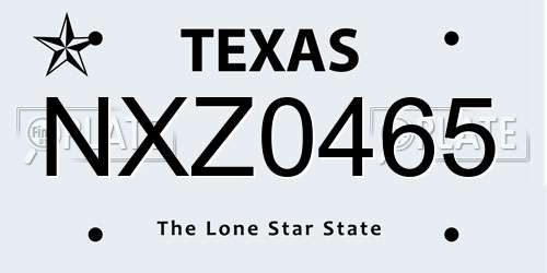 NXZ0465 Texas License Plate