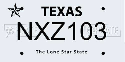 NXZ103 Texas License Plate