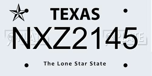 NXZ2145 Texas License Plate