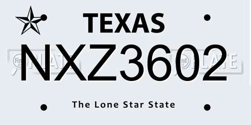 NXZ3602 Texas License Plate