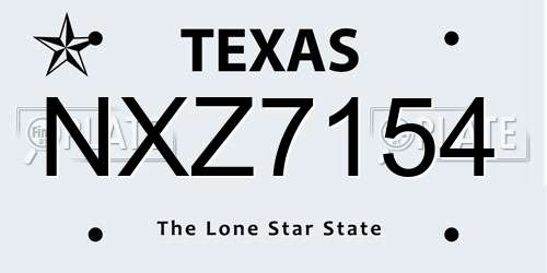 NXZ7154 Texas License Plate