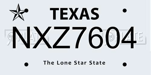 NXZ7604 Texas License Plate