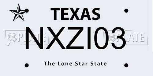 NXZI03 Texas License Plate