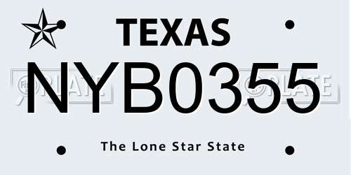 NYB0355 Texas License Plate