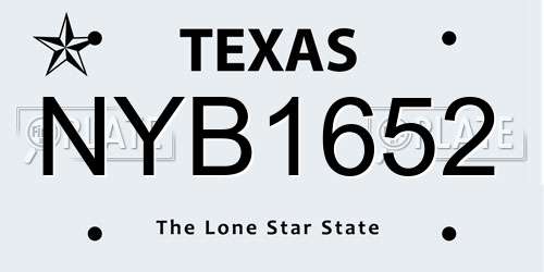 NYB1652 Texas License Plate