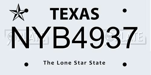 NYB4937 Texas License Plate