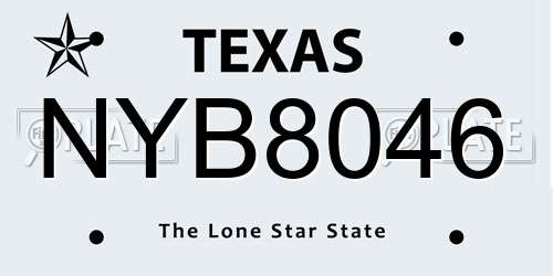NYB8046 Texas License Plate