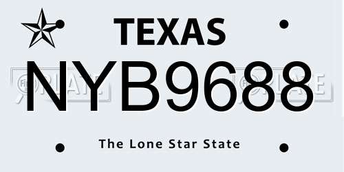 NYB9688 Texas License Plate