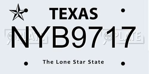NYB9717 Texas License Plate
