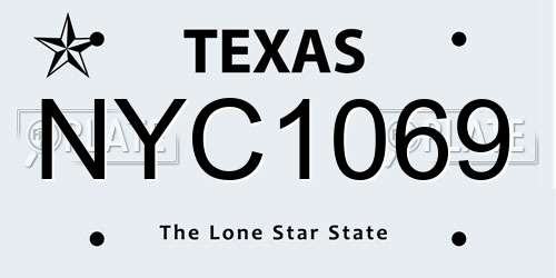 NYC1069 Texas License Plate