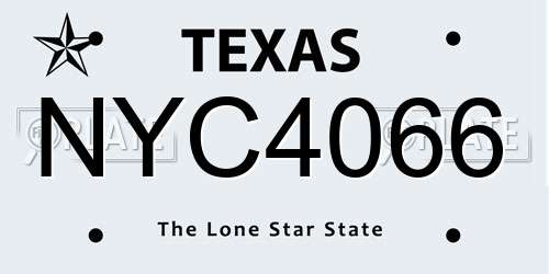 NYC4066 Texas License Plate
