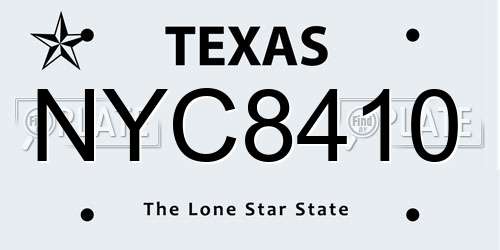 NYC8410 Texas License Plate