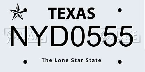 NYD0555 Texas License Plate