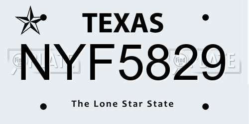 NYF5829 Texas License Plate