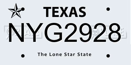 NYG2928 Texas License Plate